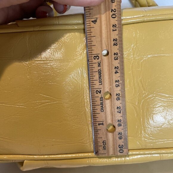 Vintage Y2K Hobo Shoulder Bag Mustard Yellow Faux Leather Croc Embossed Payless - Picture 15 of 16